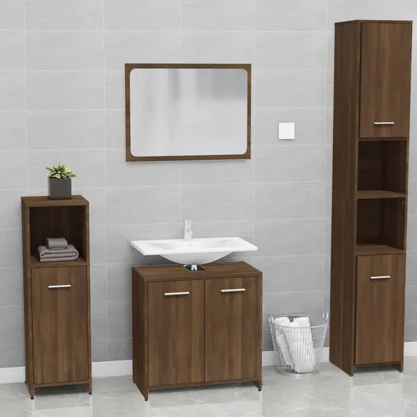 Gossi set de mobilier de baie, stejar maro, lemn prelucrat
