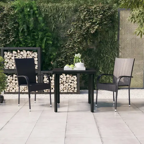 Gossi set de mobilier de gradina, 3 piese, negru