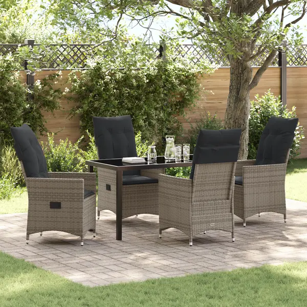 Gossi set de mobilier de gradina cu 5 piese cu perne gri din poliratan
