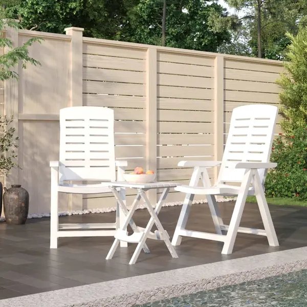 Gossi set de mobilier pentru gradina, 3 piese, alb, polipropilena