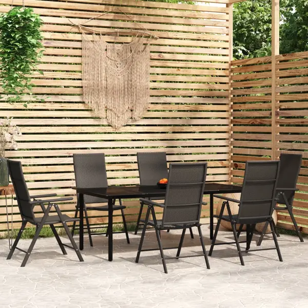 Gossi set de mobilier pentru gradina, 7 piese, negru