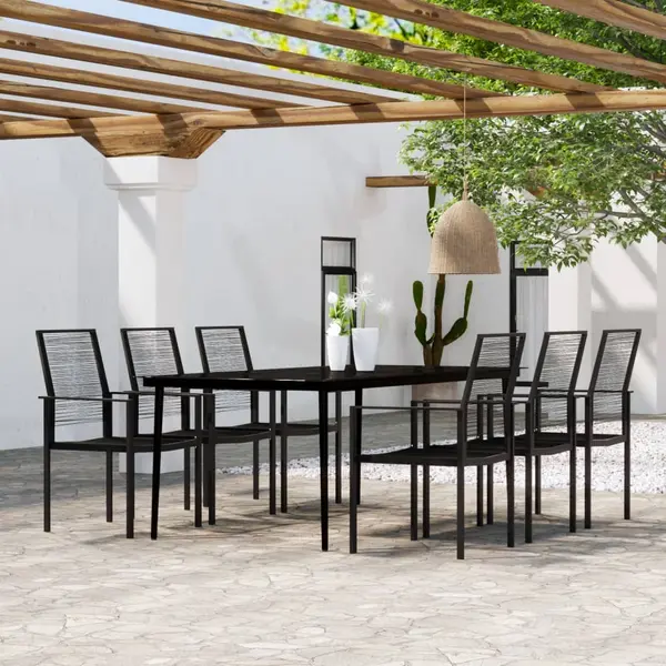 Gossi set de mobilier pentru gradina, 7 piese, negru
