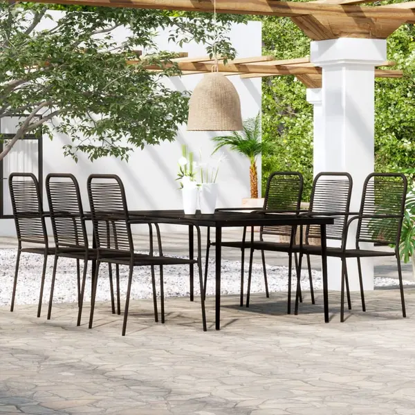 Gossi set de mobilier pentru gradina, 7 piese, negru