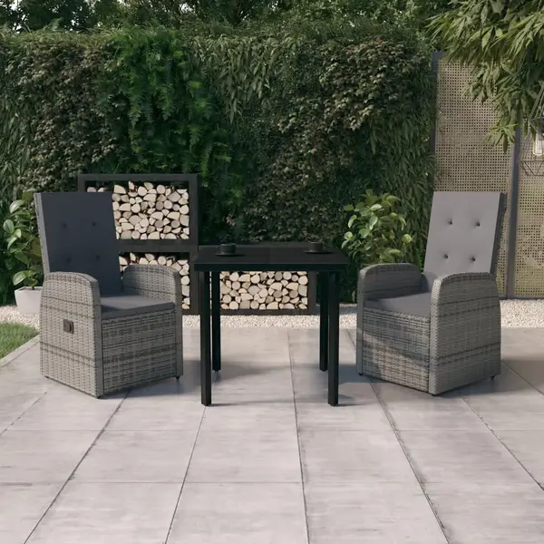 Gossi set de mobilier pentru gradina, cu perne, 3 piese, gri