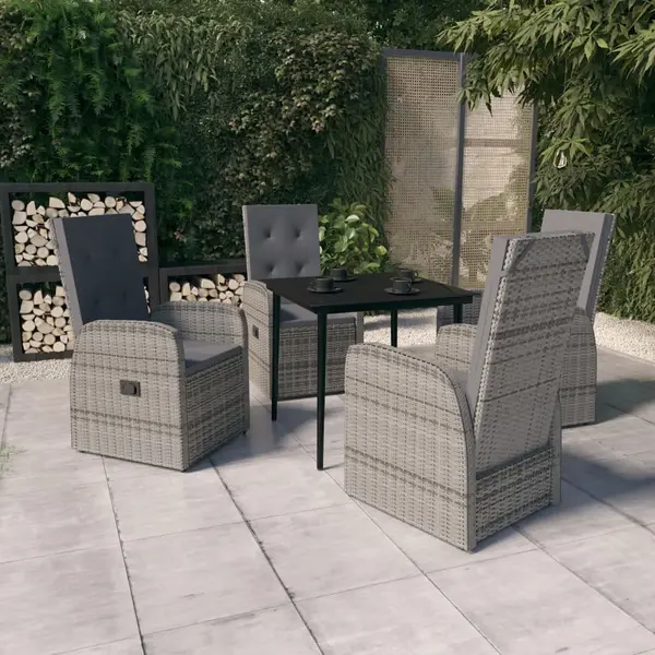 Gossi set de mobilier pentru gradina, cu perne, 5 piese, gri