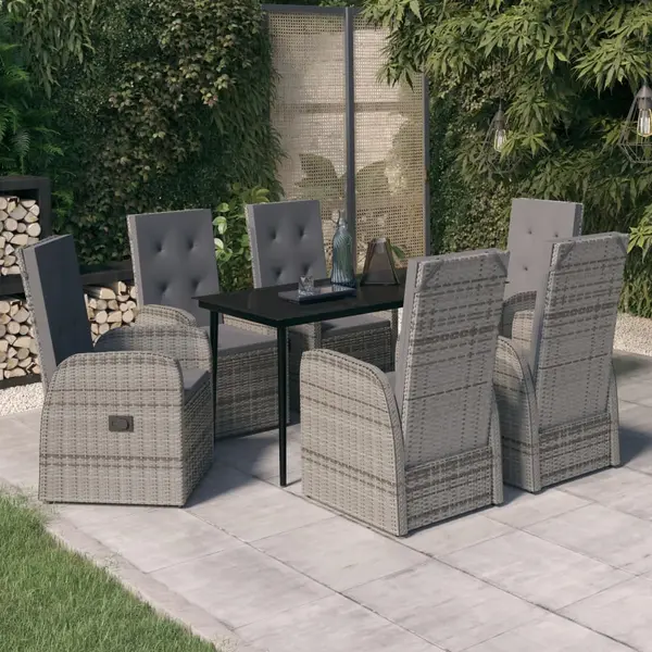 Gossi set de mobilier pentru gradina, cu perne, 7 piese, gri