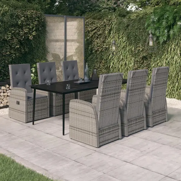 Gossi set de mobilier pentru gradina, cu perne, 7 piese, gri