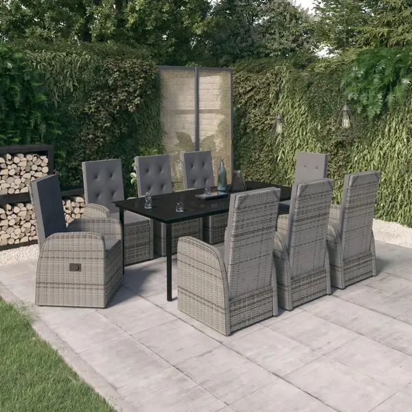 Gossi set de mobilier pentru gradina, cu perne, 9 piese, gri