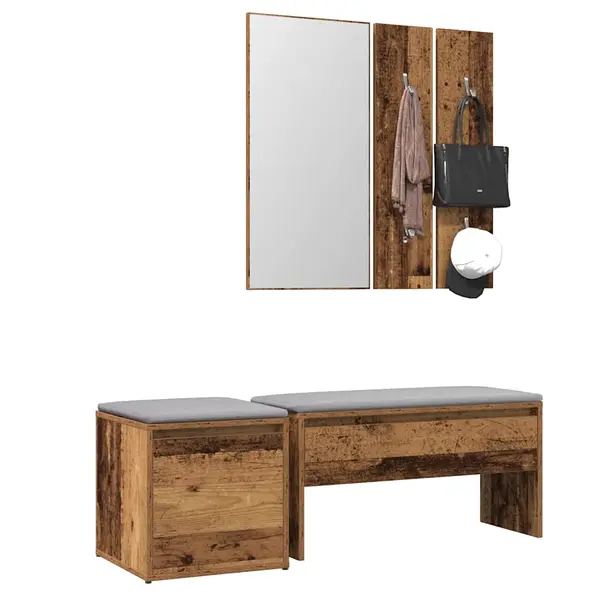 Gossi set de mobilier pentru hol lemn vechi din lemn prelucrat