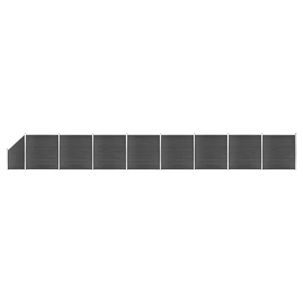 Gossi set de panouri de gard, negru, 1484x(105-186) cm, wpc