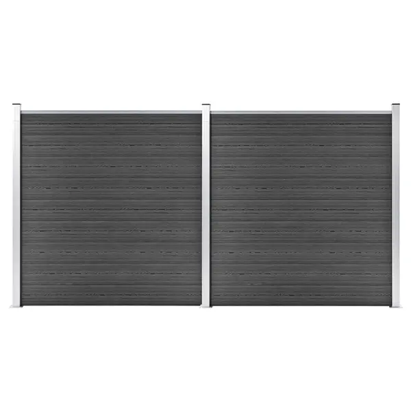 Gossi set de panouri de gard, negru, 353 x 186 cm, wpc