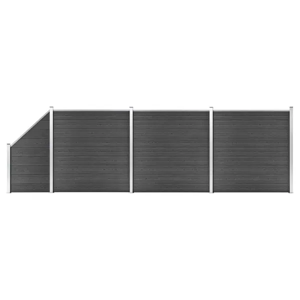 Gossi set de panouri de gard, negru, 619x(105-186) cm, wpc