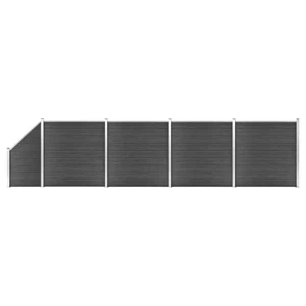 Gossi set de panouri de gard, negru, 792x(105-186) cm, wpc