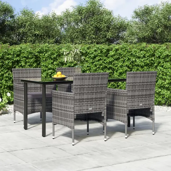 Gossi set de servit masa pentru gradina, 5 piese, gri si negru