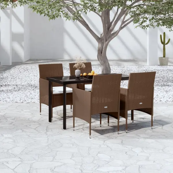Gossi set de servit masa pentru gradina, 5 piese, maro si negru