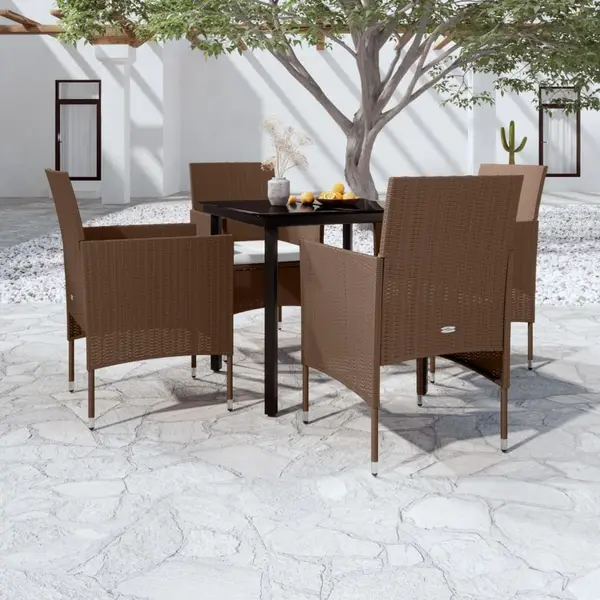 Gossi set de servit masa pentru gradina, 5 piese, maro si negru