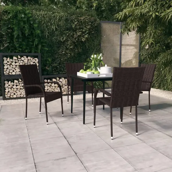 Gossi set de servit masa pentru gradina, 5 piese, maro si negru