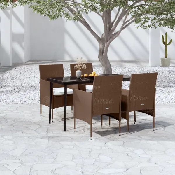 Gossi set de servit masa pentru gradina, 5 piese, maro si negru