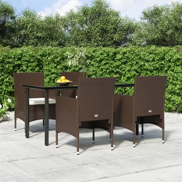 Gossi set de servit masa pentru gradina, 5 piese, maro si negru