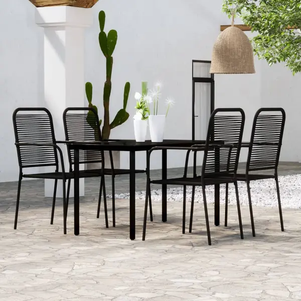 Gossi set de servit masa pentru gradina, 5 piese, negru