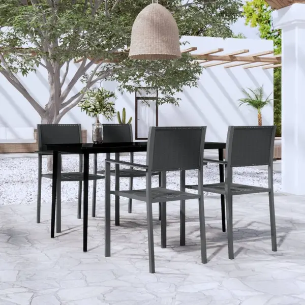 Gossi set de servit masa pentru gradina, 5 piese, negru