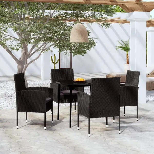 Gossi set de servit masa pentru gradina, 5 piese, negru