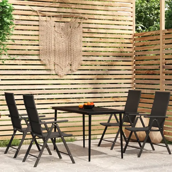 Gossi set de servit masa pentru gradina, 5 piese, negru