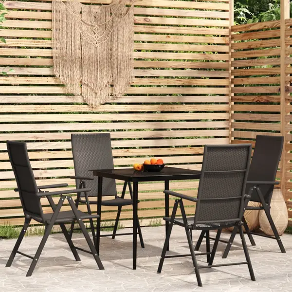 Gossi set de servit masa pentru gradina, 5 piese, negru