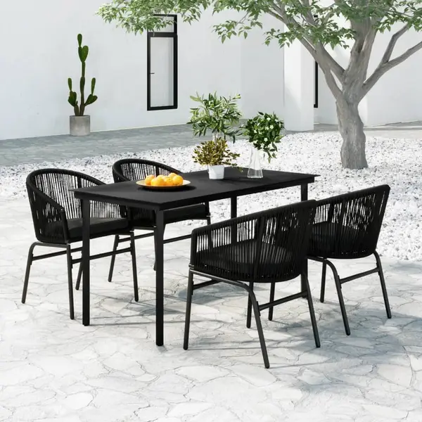 Gossi set de servit masa pentru gradina, 5 piese, negru