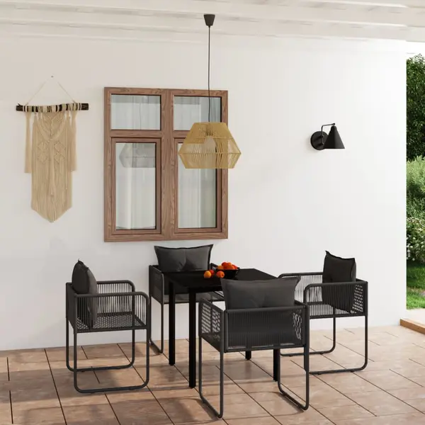 Gossi set de servit masa pentru gradina, 5 piese, negru