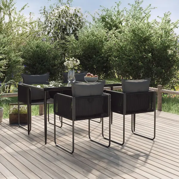 Gossi set de servit masa pentru gradina, 5 piese, negru