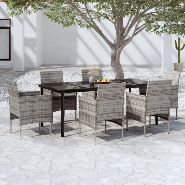 Gossi set de servit masa pentru gradina, 7 piese, gri si negru