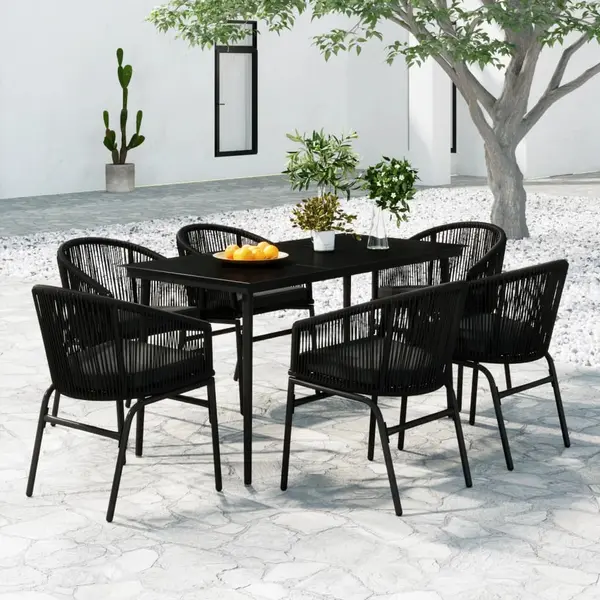 Gossi set de servit masa pentru gradina, 7 piese, negru