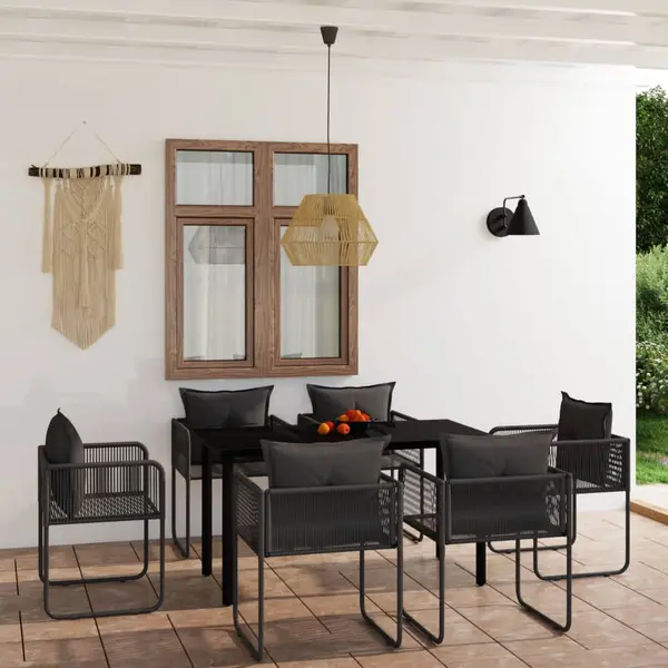 Gossi set de servit masa pentru gradina, 7 piese, negru