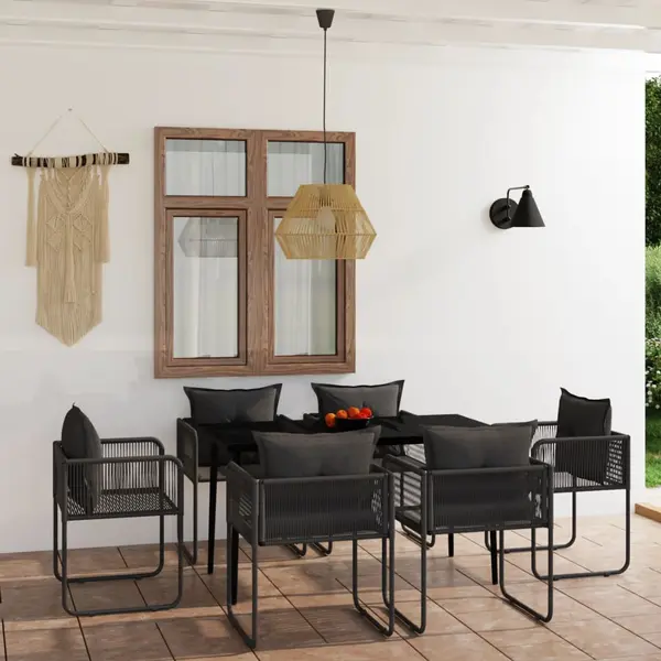 Gossi set de servit masa pentru gradina, 7 piese, negru