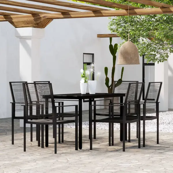 Gossi set de servit masa pentru gradina, 7 piese, negru