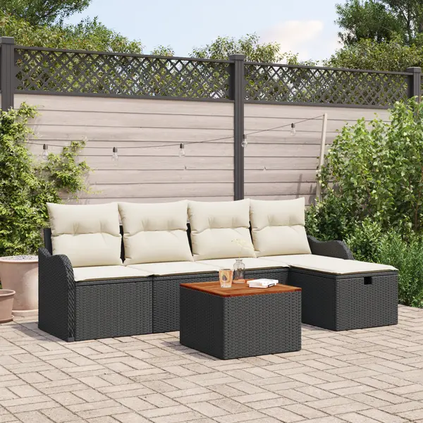 Gossi set de sofa cu 6 piese de gradina cu perne ratan polietilena negru