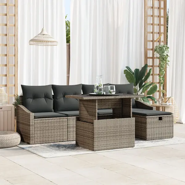 Gossi set de sofa de gradina cu perne gri ratan poli