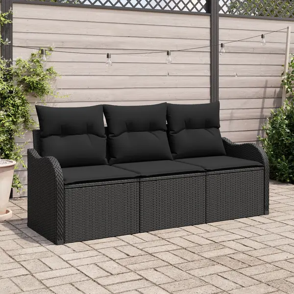 Gossi set de sofa de gradina de 3 piese cu perne negru poliratan