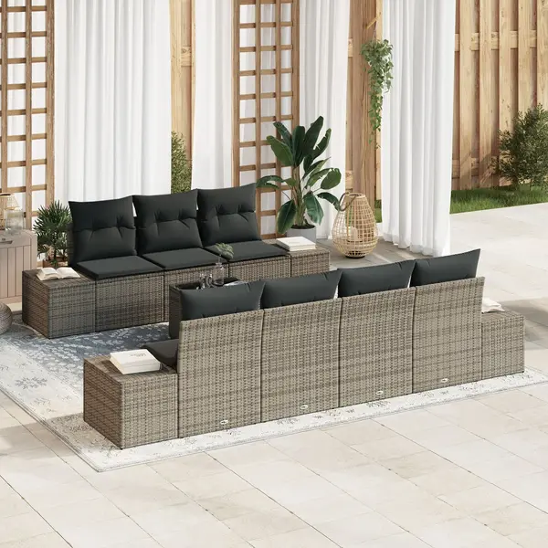Gossi set de sofa pentru gradina cu perne gri poliratan