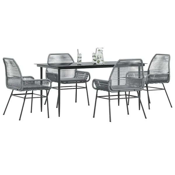 Gossi set de sufragerie de gradina 5 piese sticla poliratan gri