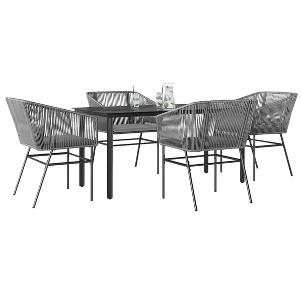 Gossi set de sufragerie de gradina 5 piese sticla poliratan gri