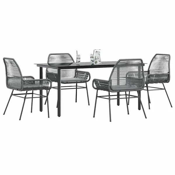 Gossi set de sufragerie de gradina 5 piese sticla poliratan gri