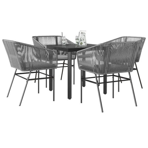 Gossi set de sufragerie de gradina 5 piese sticla poliratan gri