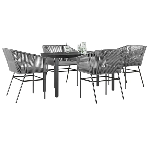 Gossi set de sufragerie de gradina 5 piese sticla poliratan gri