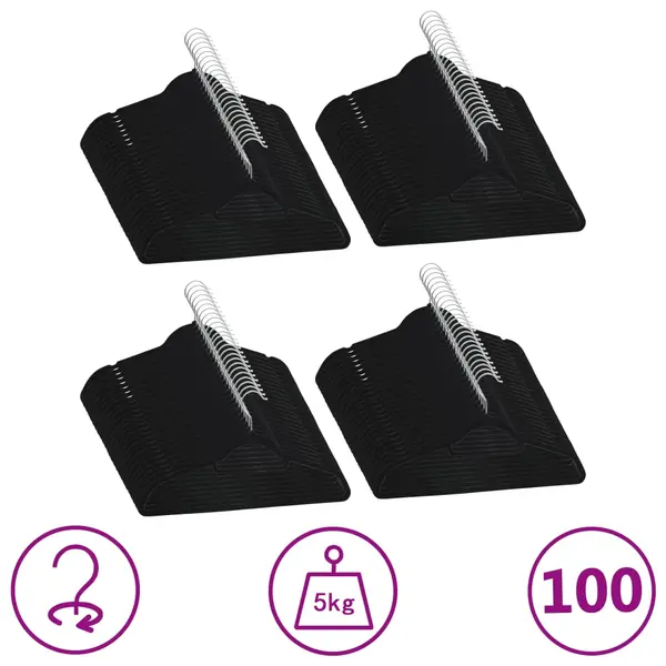 Gossi set de umerase anti-alunecare, 100 buc., negru, catifea