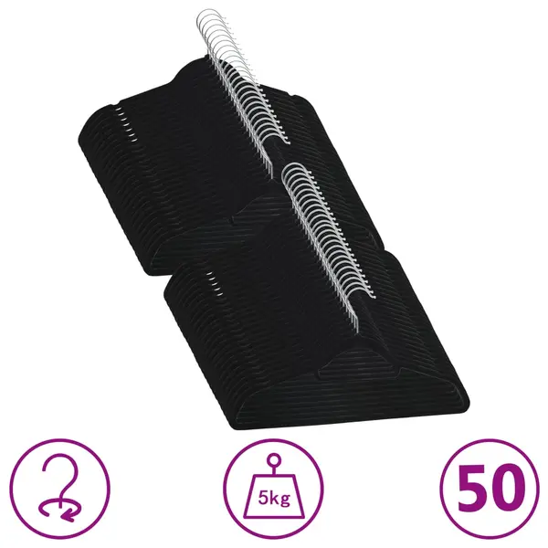 Gossi set de umerase anti-alunecare, 50 buc., negru, catifea
