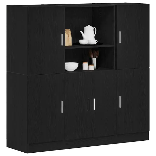 Gossi set dulap de bucatarie 3 piese lemn negru prelucrat