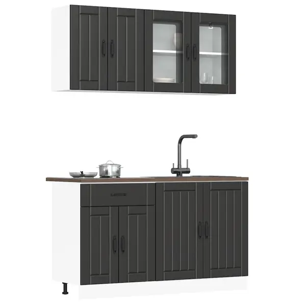 Gossi set dulap de bucatarie 4 piese „kalmar” lemn negru prelucrat