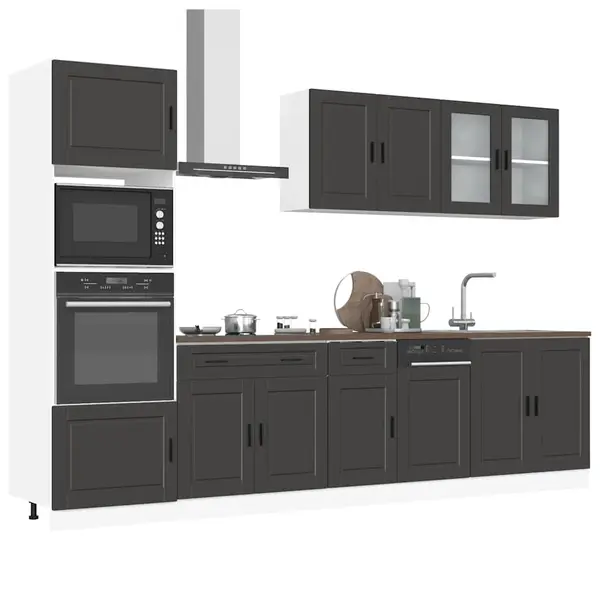 Gossi set dulap de bucatarie 7 piese „kalmar” lemn negru prelucrat